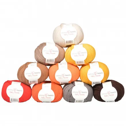 Infinity Hearts Baby Merino Garnpakke 13 Brun og Oransje nyanser - 10 stk - Infinity Hearts Baby Merino Garnpakke 13 Grå og Brun nyanser