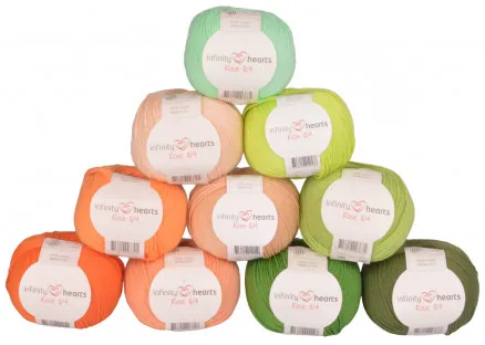 Infinity Hearts Rose 8/4 Garnpakke 26 Oransje og Grønne nyanser - 10 stk - Oransje og Grønne nyanser